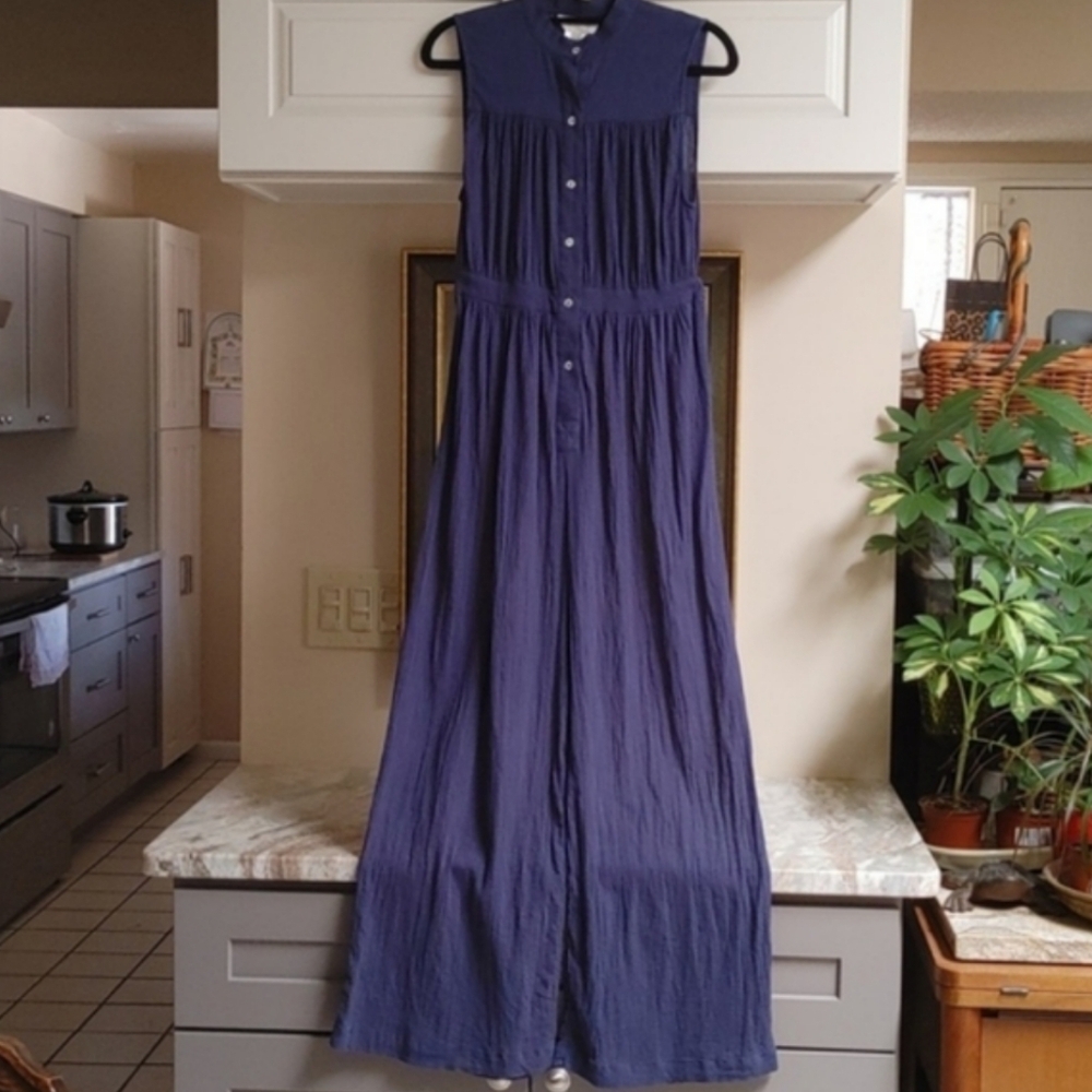 Mara Hoffman Sleeveless Button-Front Navy Jumpsuit
